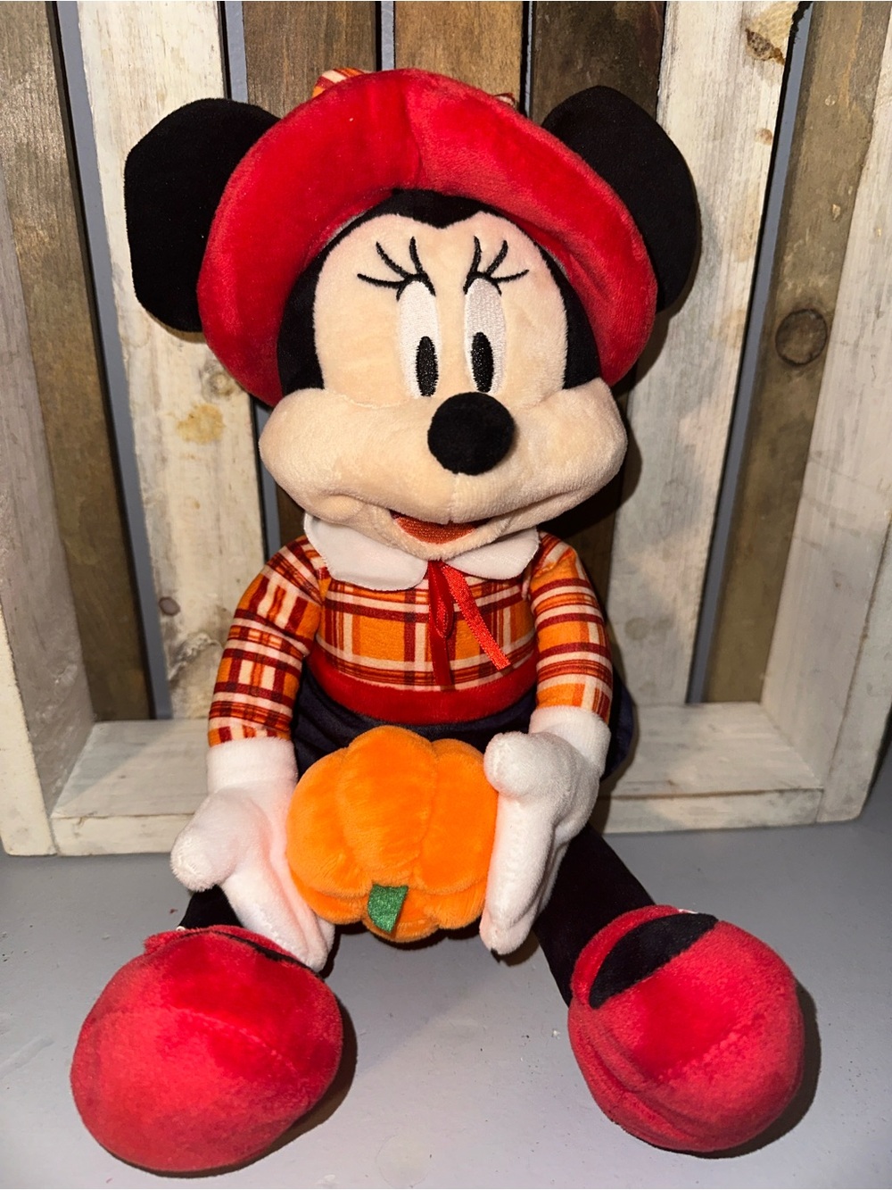Disney Minnie Mouse Plush Pumpkin Costume in Red, Orange and Black